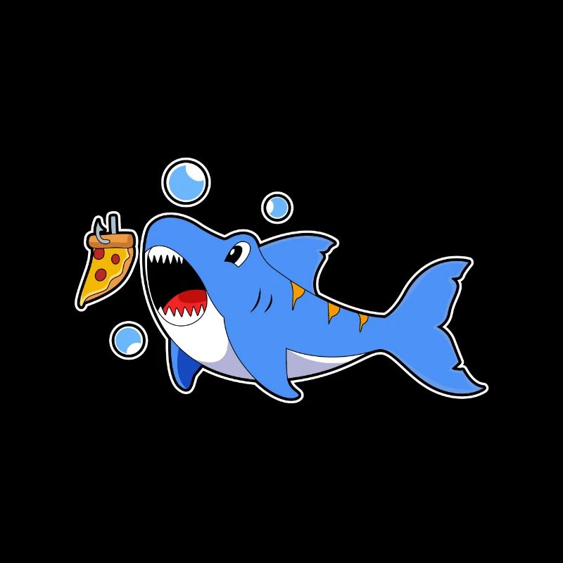 Hai mit Pizza als Köder