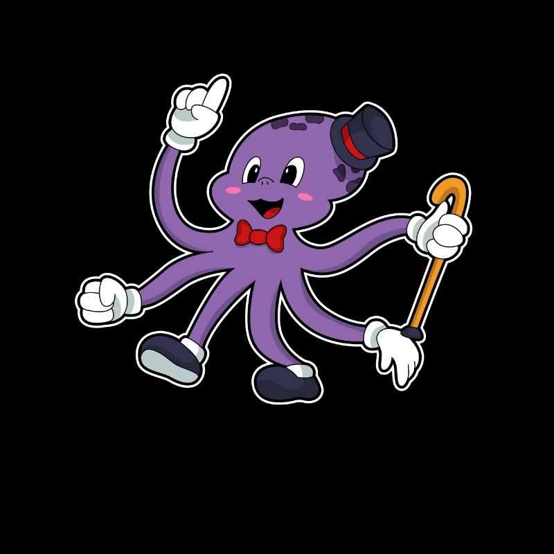 Krake als Zauberer mit Hut