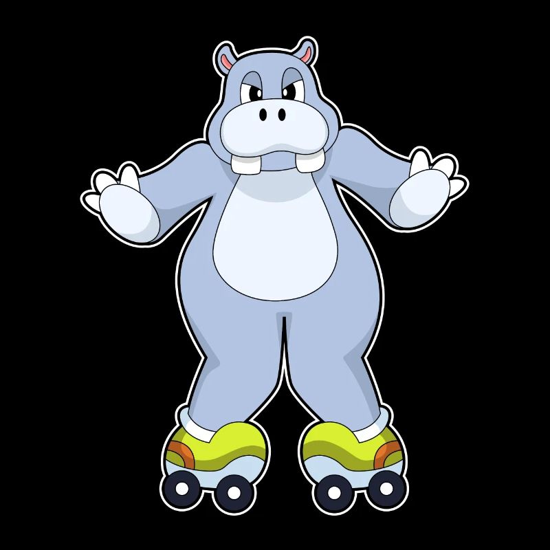 Nilpferd mit Rollschuhe