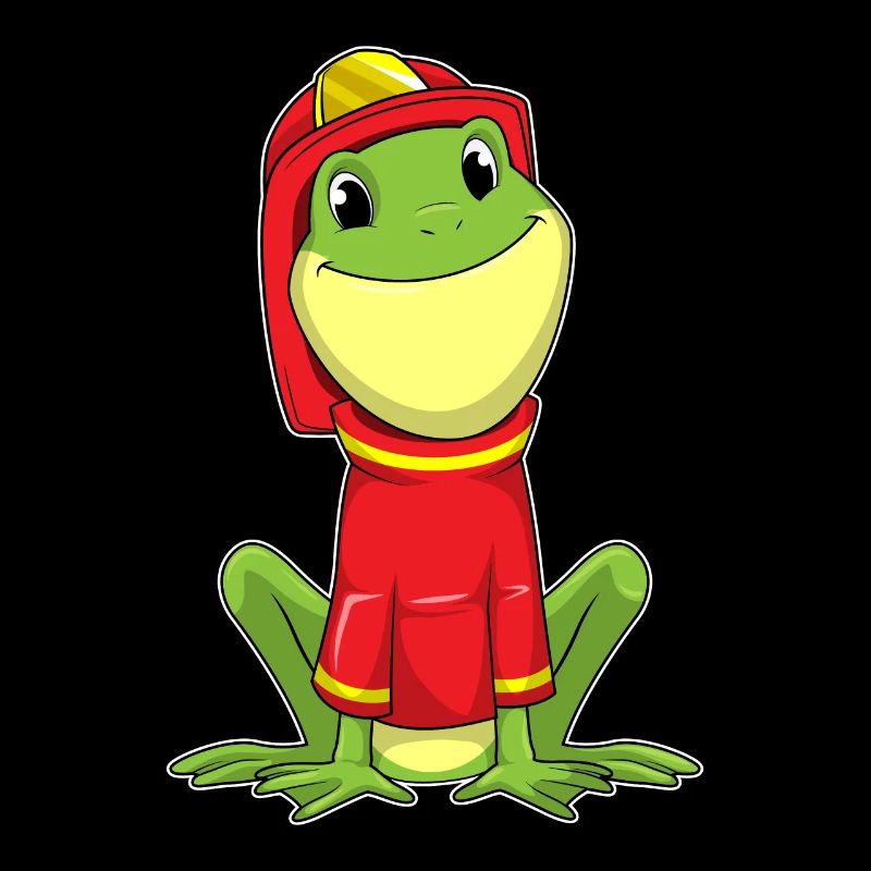 Frosch als Feuerwehrmann mit Helm