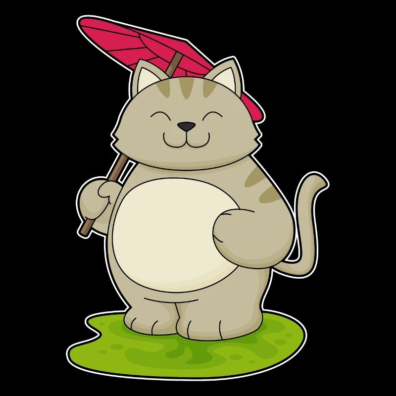 Katze mit Regenschirm