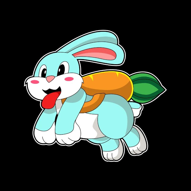 Hase mit Karotte als Rakete