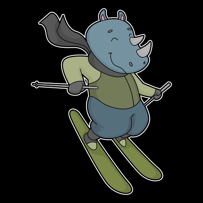 Nashorn Skifahrer Ski