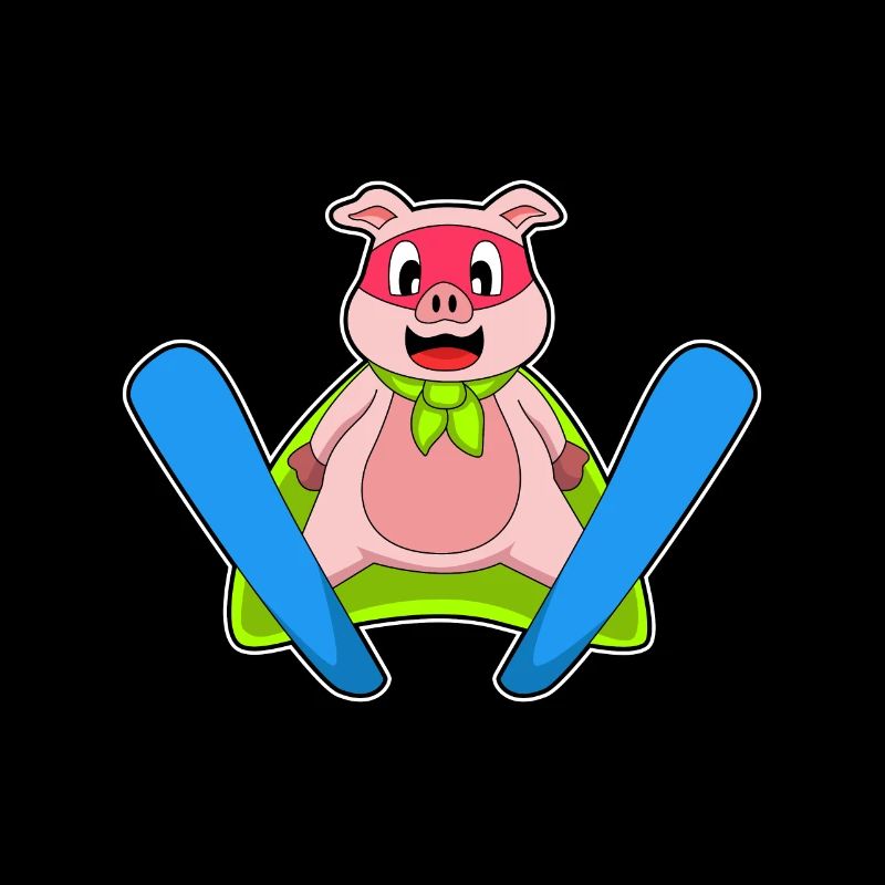Cochon Sauteur à Ski