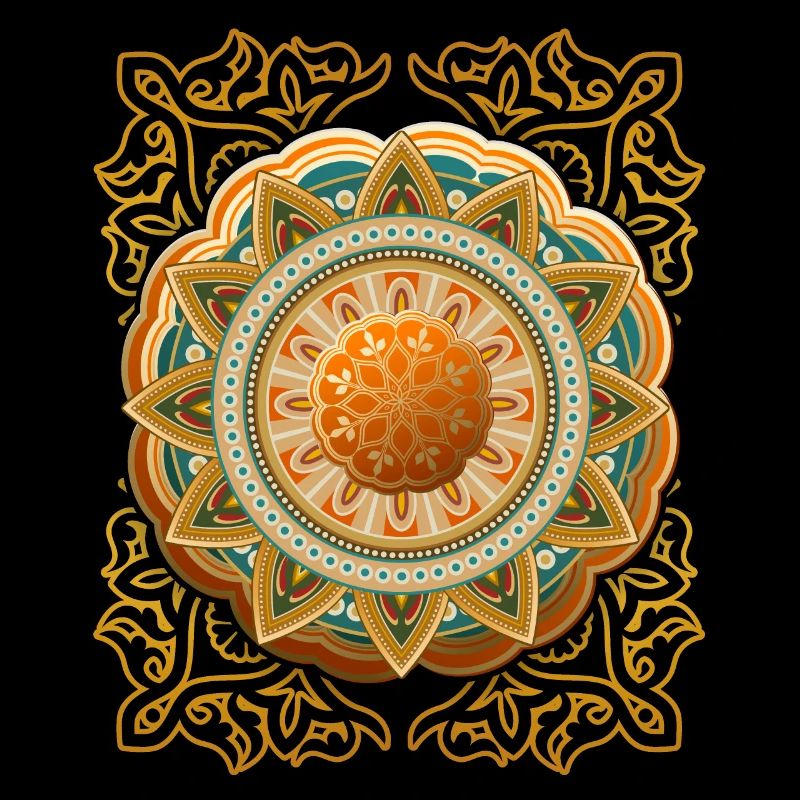 Mandala d’or, Mandala 3D, Arabesque vintage