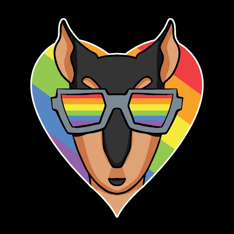 Regenbogen - Hund mit Brille - Dobermann