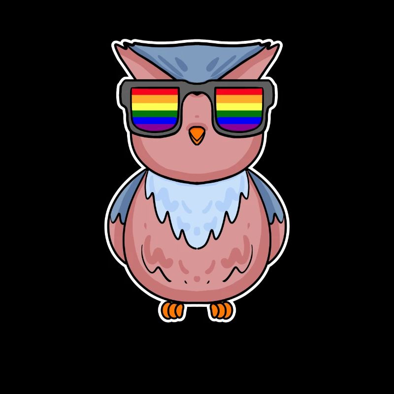 Rainbow - Owl with glasses