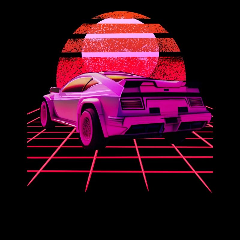 Retro Wave super Car Sunset