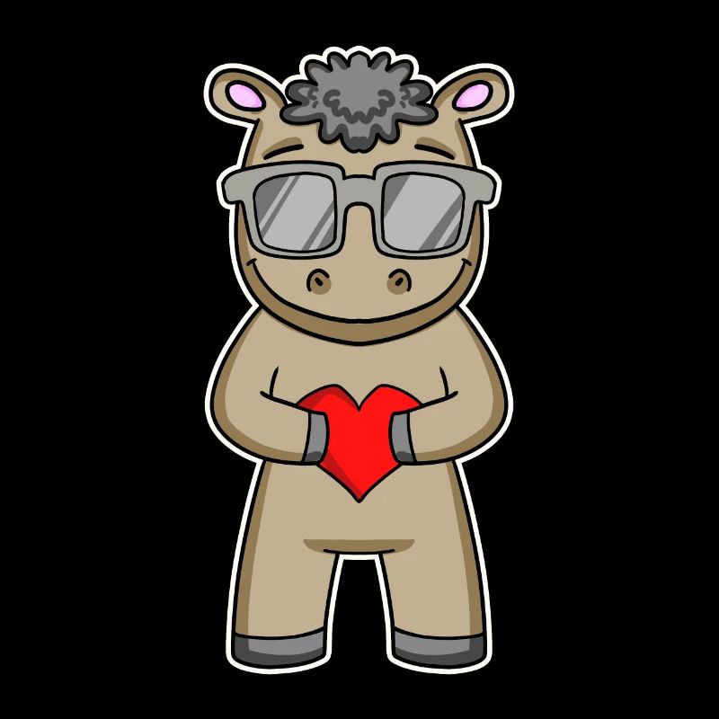 Cooles Pferd mit Brille und Herz