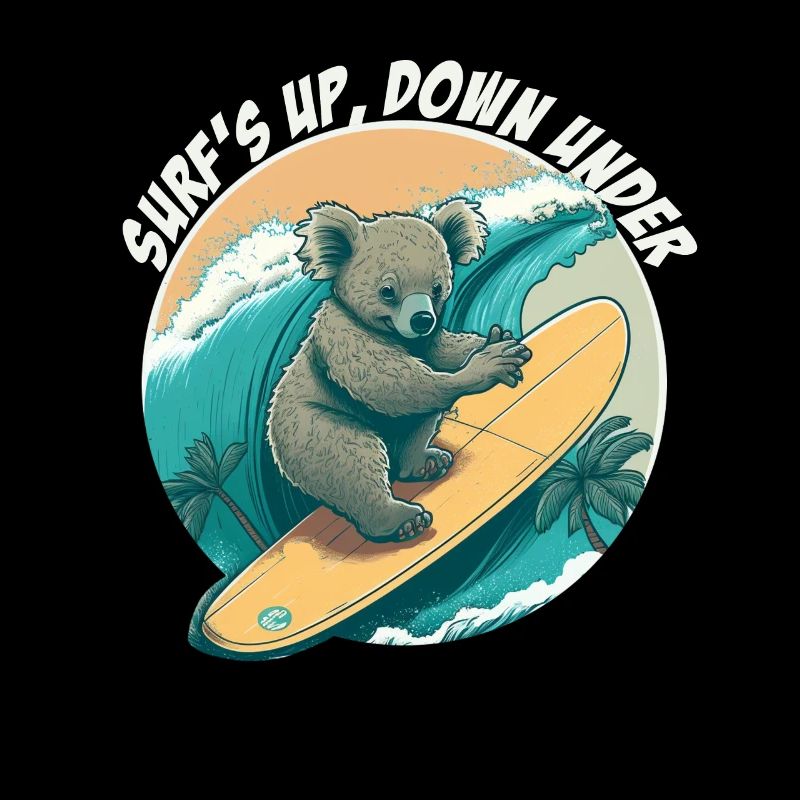 Down under surfing koala bear