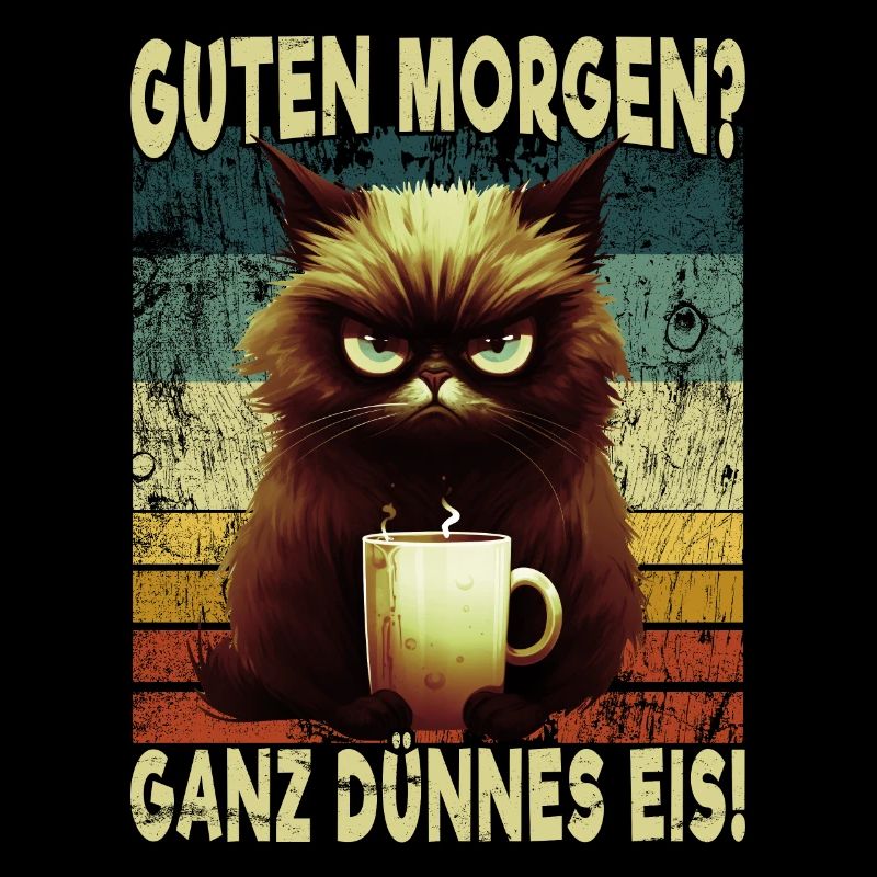 Ganz Dünnes Eis Kaffee Katze Morgenmuffel Retro