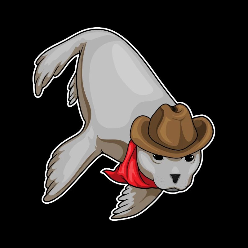 Seehund Cowboy Cowboyhut
