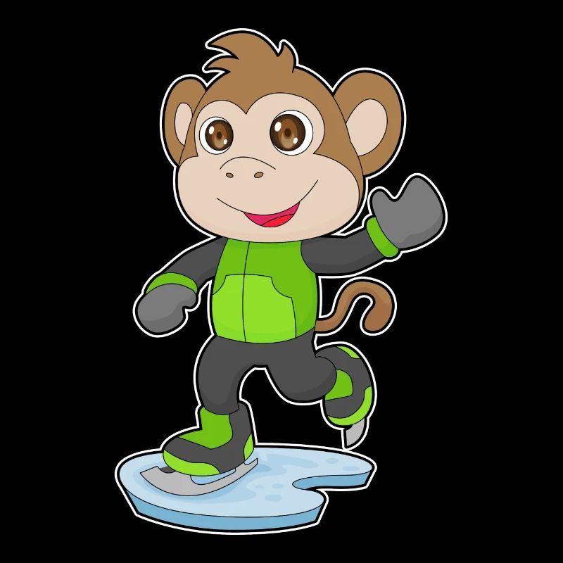 Affe Eislaufen Schlittschuhe