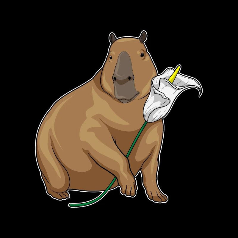 Capybara, Calendula, Fleurs