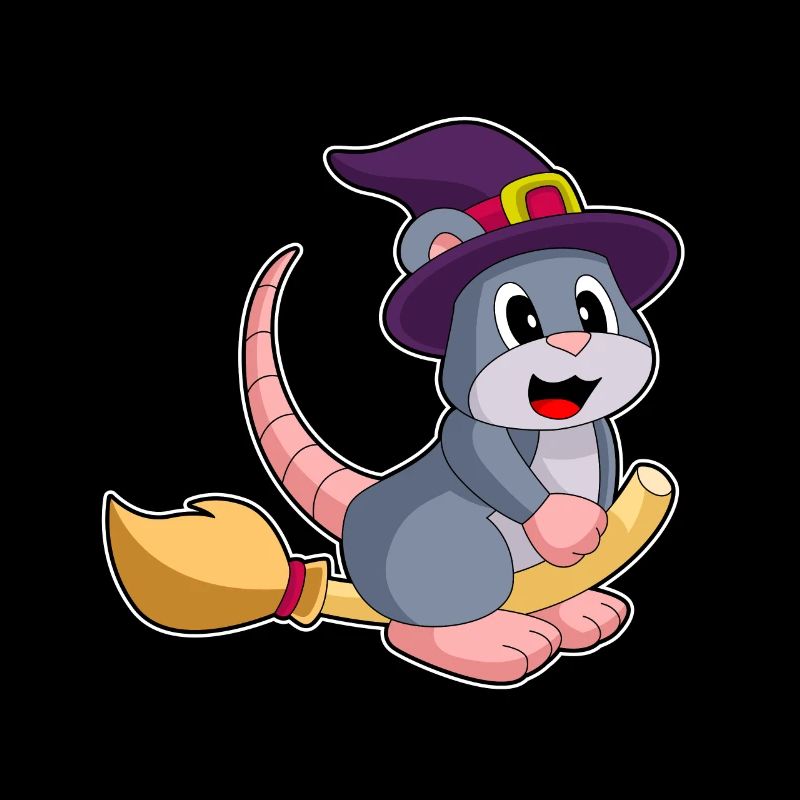 Mouse Halloween Witch Broom