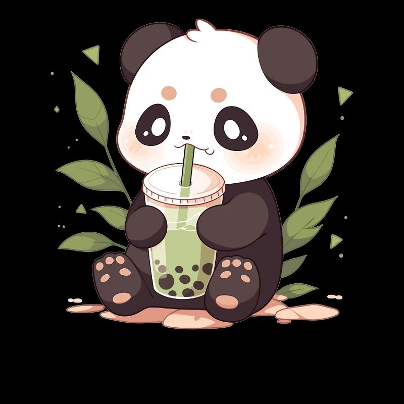 Kawaii Panda trinkt Boba Bubble Tea Chibi