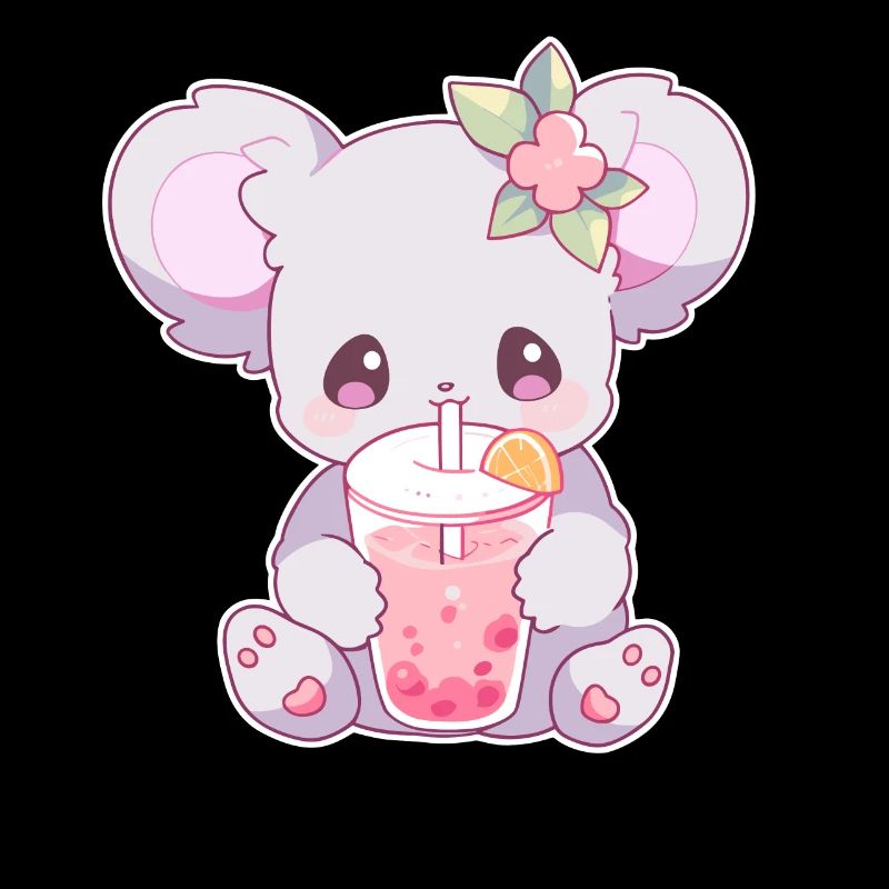 Kawaii Koala trinkt Boba Bubble Tea Chibi