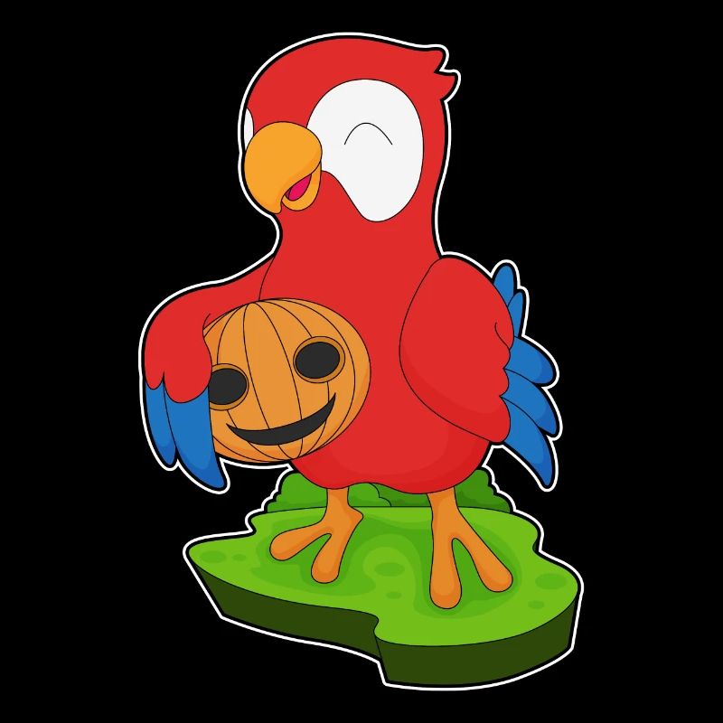 Perroquet Halloween citrouille