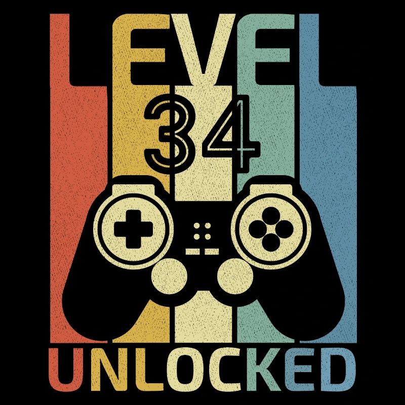 Level 34 freigeschaltet Lustiger Videospieler 34. Geburtstag