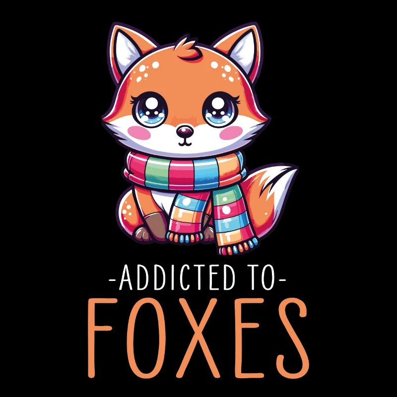 Adorable Kawaii Fox with Scarf Graphic for Fox