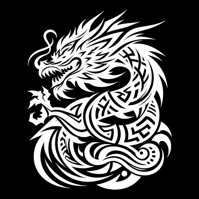 Dragon Tribal Tattoo Elegant Artistic Design