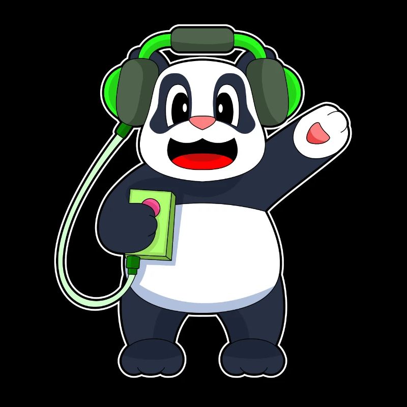 Panda Musiker Kopfhörer Musik