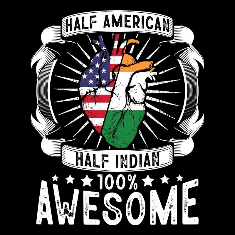 Inde États-Unis Drapeau - moitié américain moitié indien