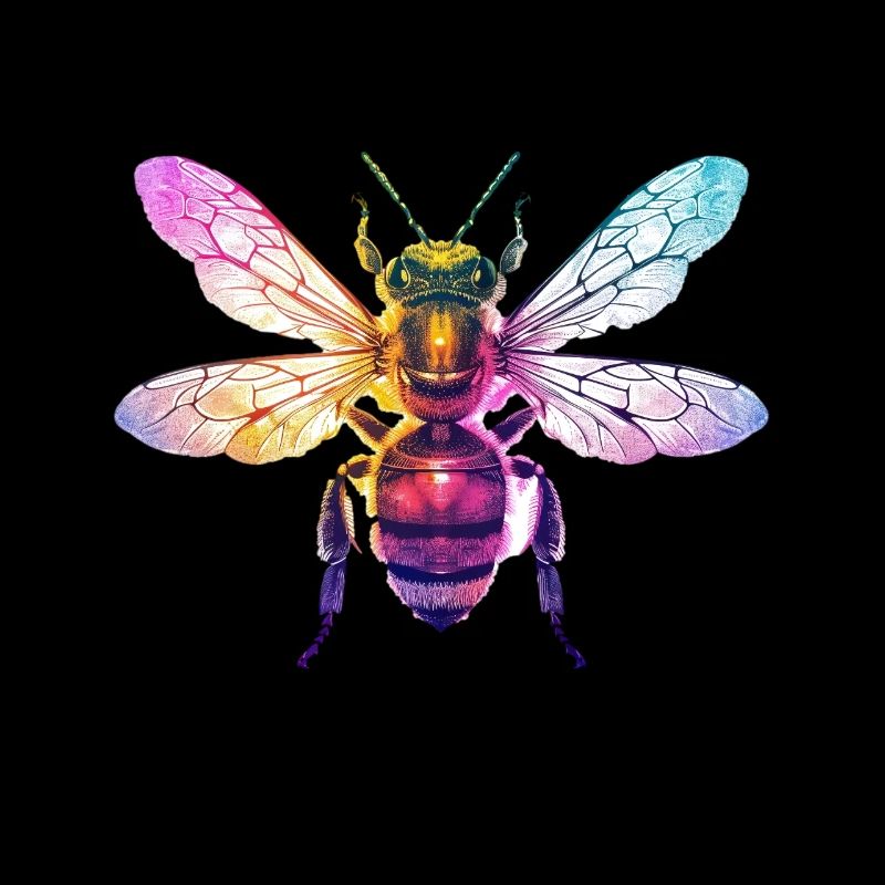 Colorful Bee Rainbow Colored Artwork