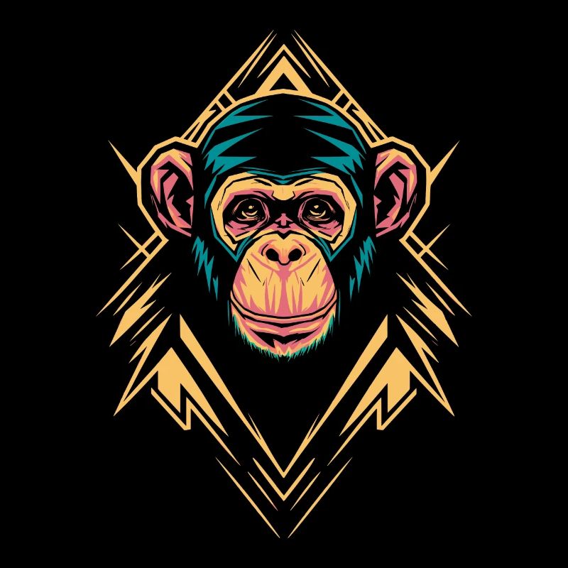 Monkey Head with Geometric Shapes