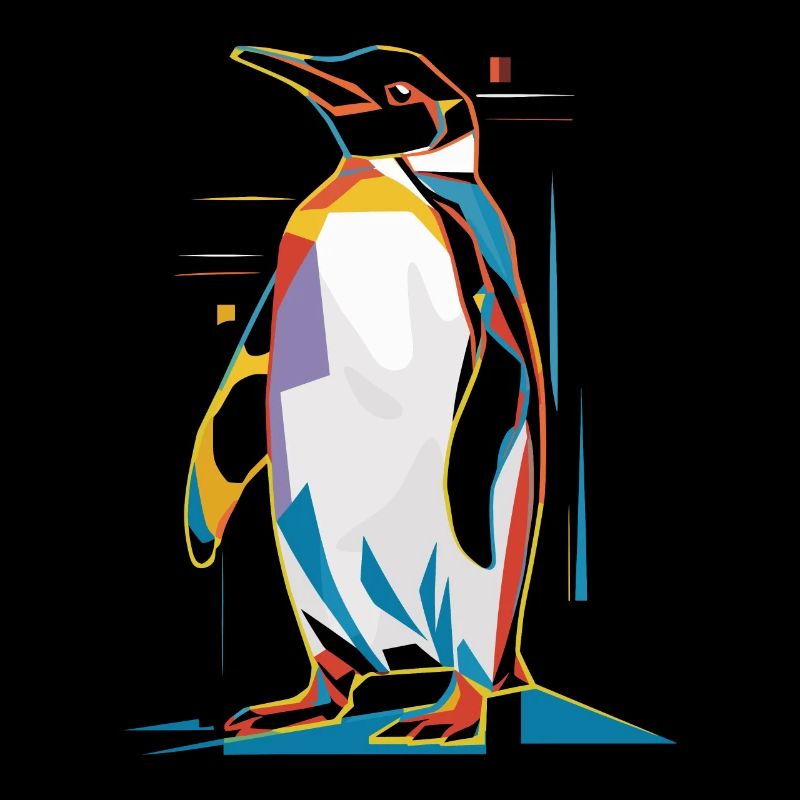 Pingouin géométrique coloré