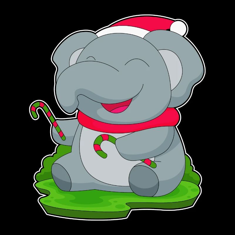 Elephant Christmas Candy Cane