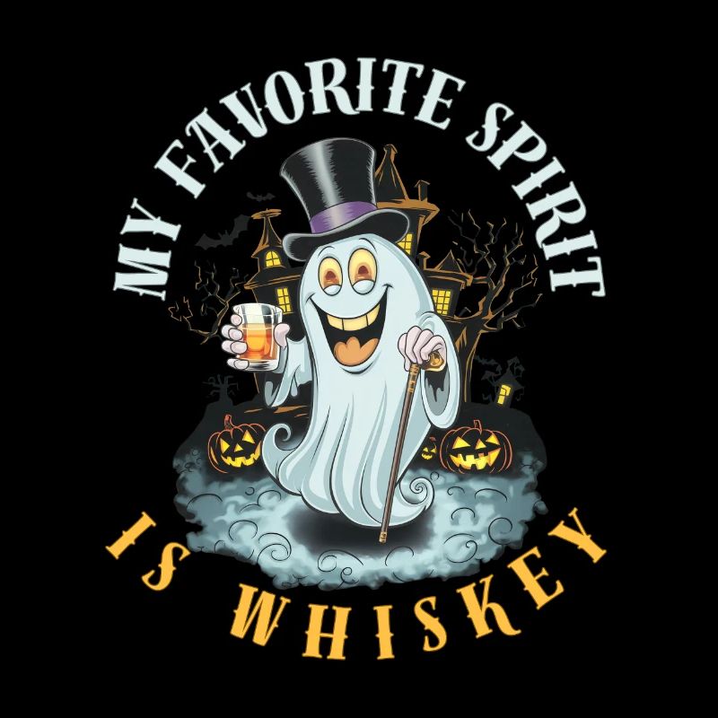 Spooky Ghost with Whiskey and Top Hat
