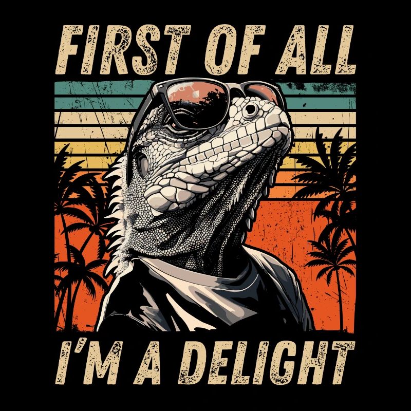 Coucher de soleil d’iguane vintage - Cool Animal Design