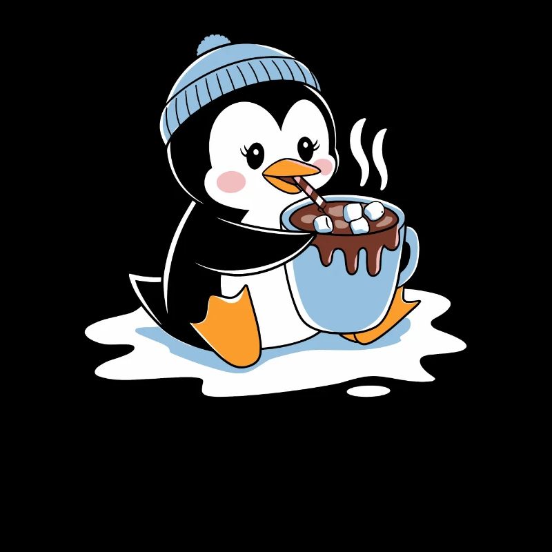 Pingouin câlin au chocolat chaud
