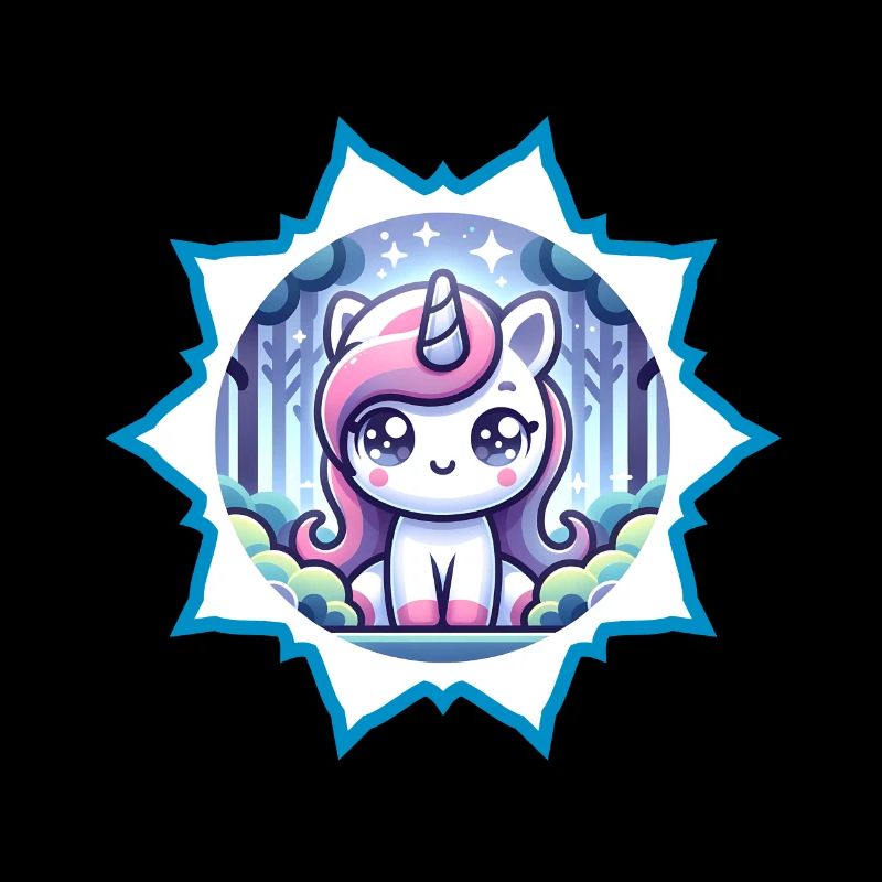 Süßes Einhorn im Wald mit Sterne