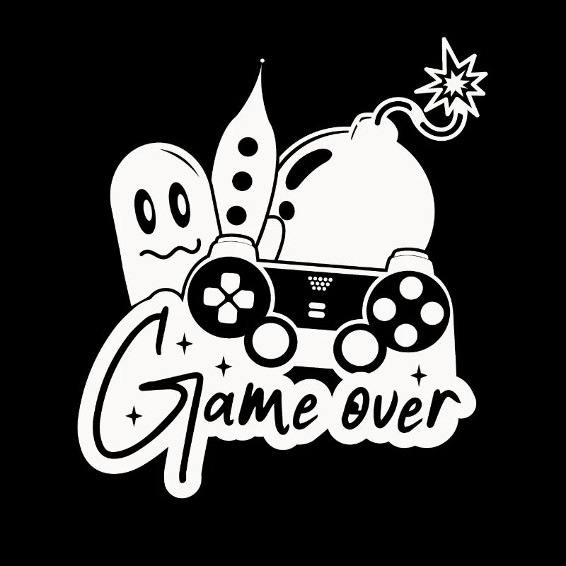 Gaming Zocker Game Over Controller Geist Bombe