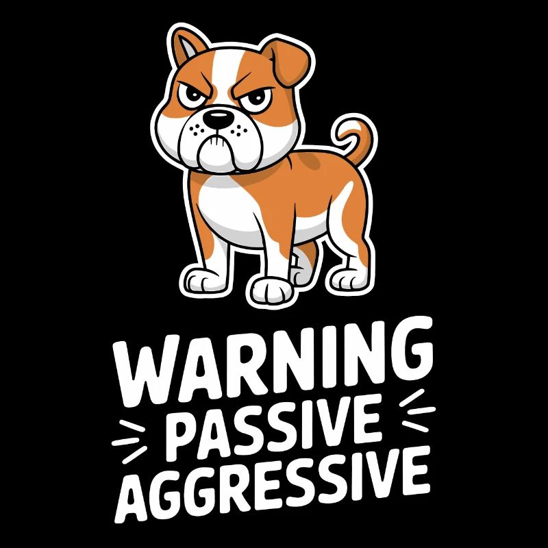 Warning Passive Aggressive Bulldog Cartoon