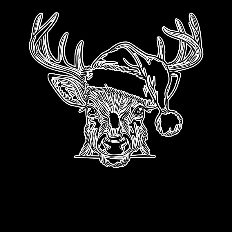 simple reindeer with hat from santa claus graphic