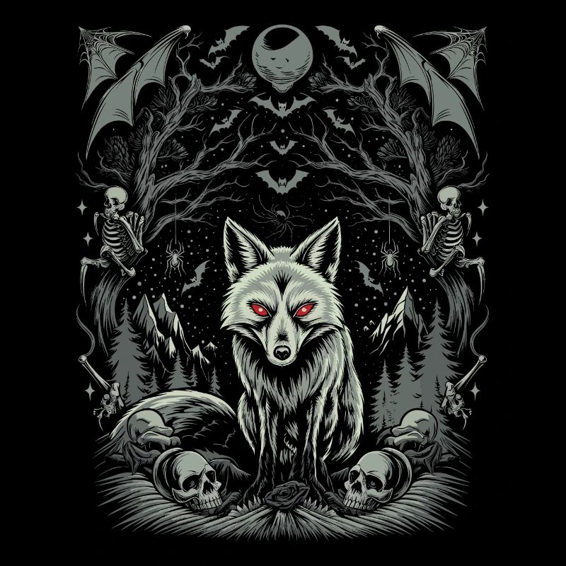 Dark Cottagecore Aesthetic Wolf in the Moonlight