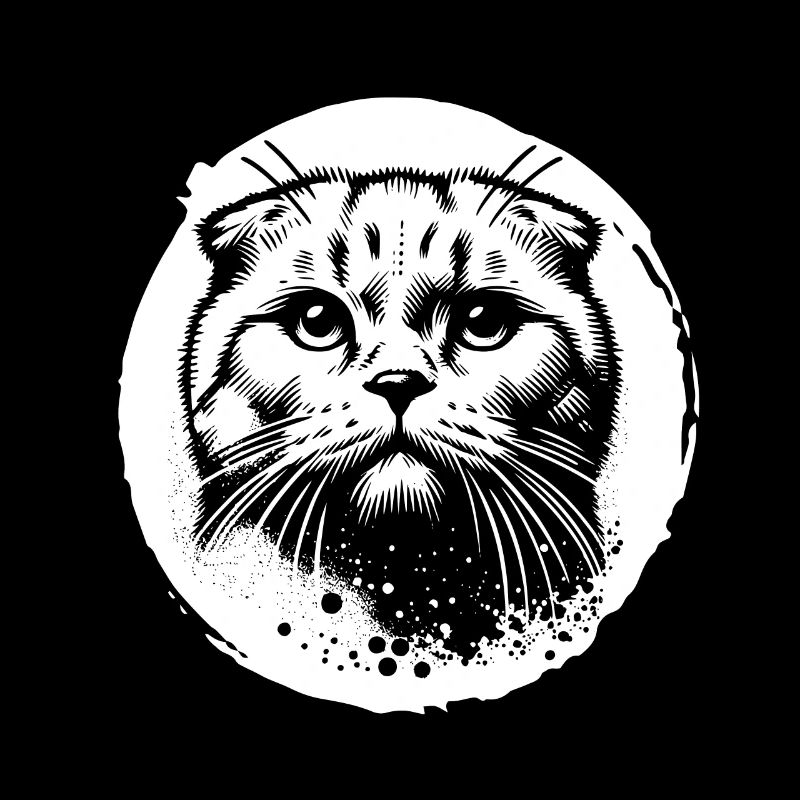 Süße Katze Scottish Fold Schwarz-Weiß Porträt