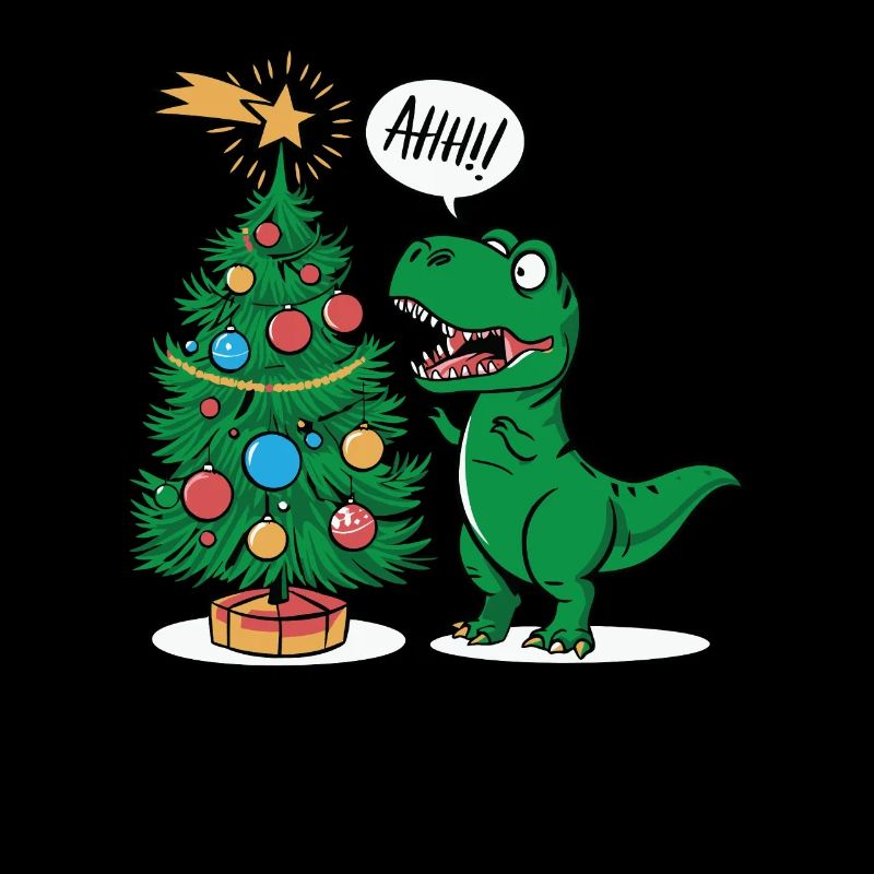Funny T-Rex and Christmas Tree Christmas