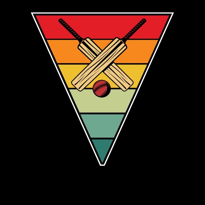 Retro Cricket Player Triangle Vintage