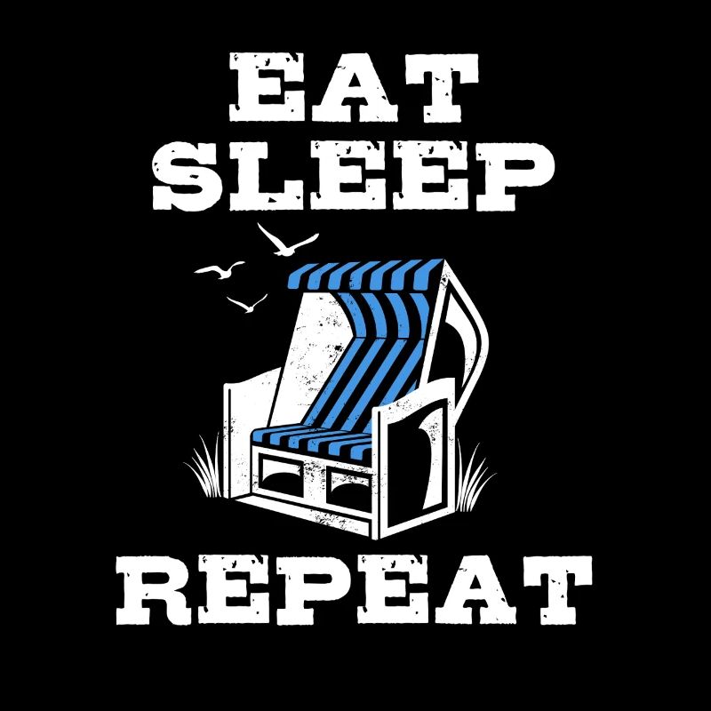 Manger Dormir Chaise De Plage Répéter, Plage, Vacances, Mer