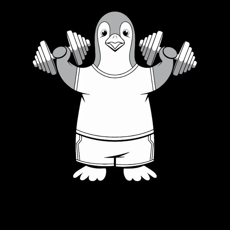 pingouin drôle avec des haltères drôle