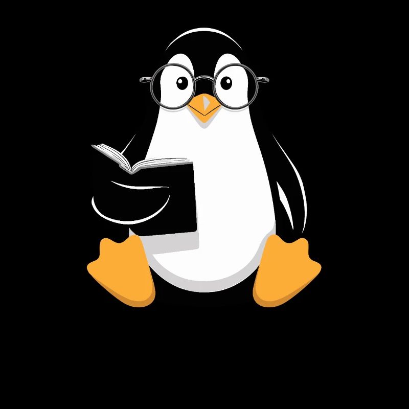 pingouin lisant avec des lunettes illustration