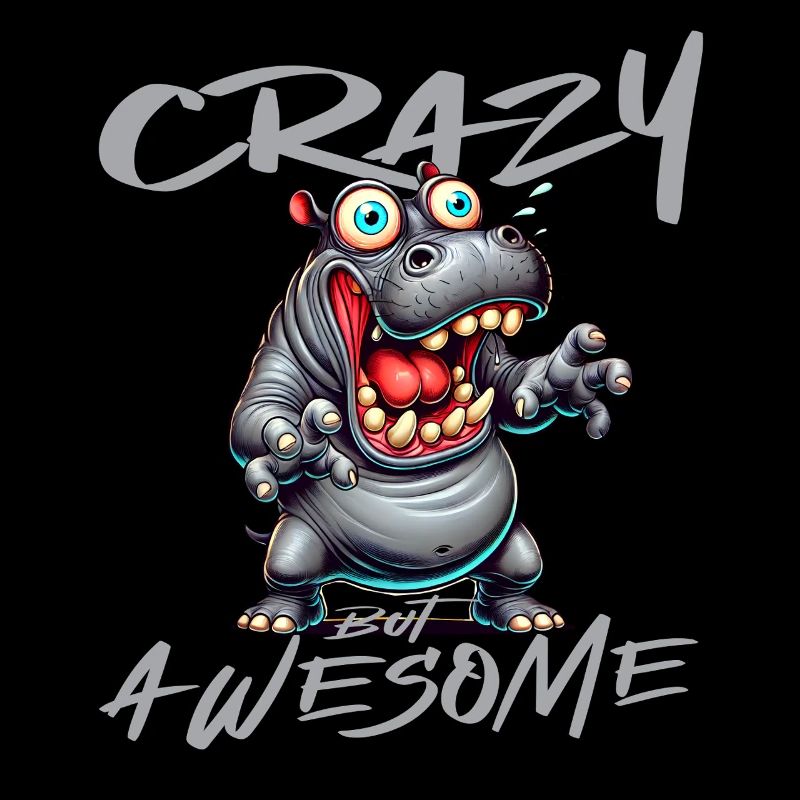 Crazy but Awesome Hippo Comic Style