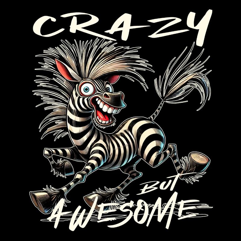 Crazy but Awesome Zebra Comic Style