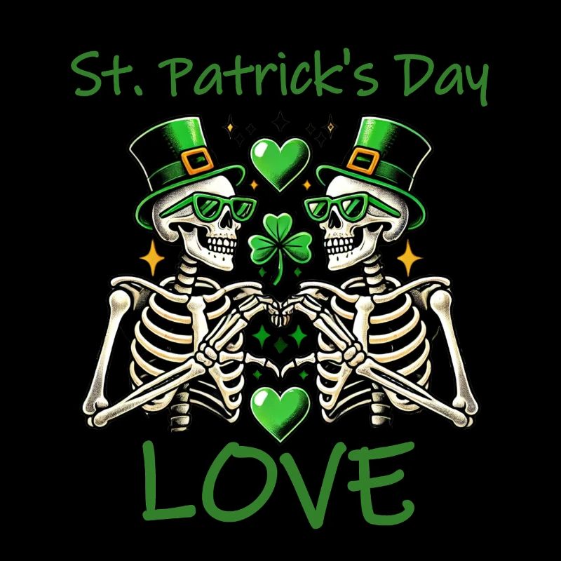 Amour de la Saint-Patrick - Squelette Coeurs Design