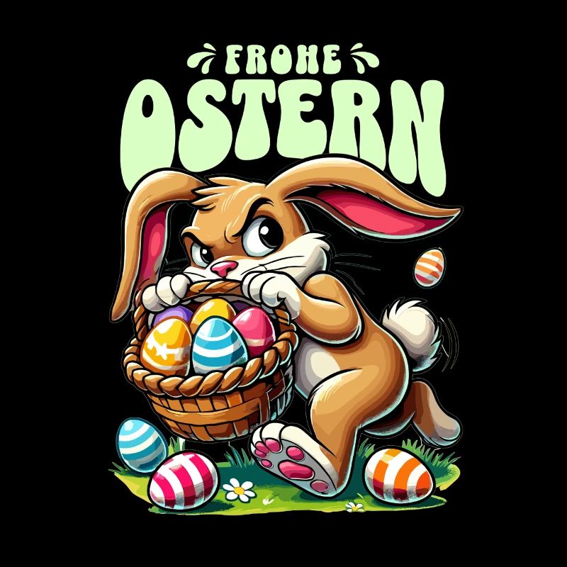Joyeuses Pâques lapin drôle avec des œufs
