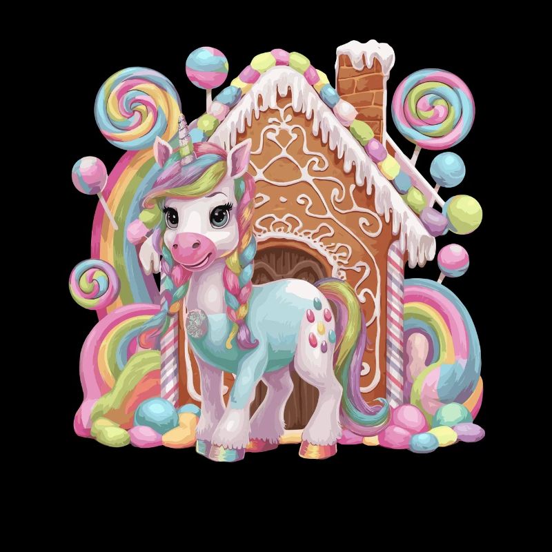 Süßigkeiten Einhorn und Lebkuchenhaus Magie